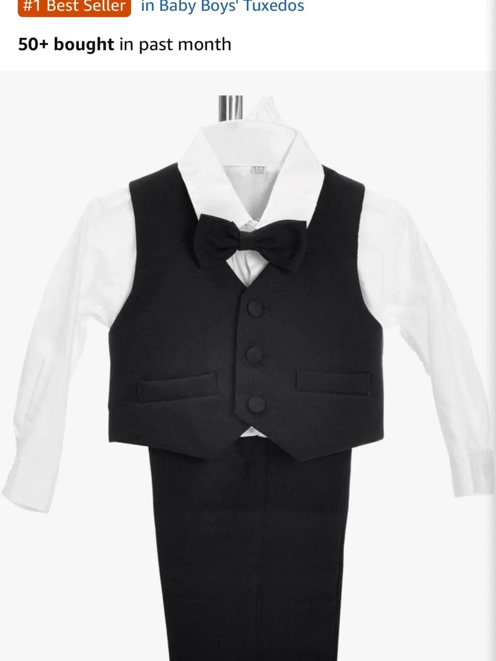 Classic Black Boys' Tuxedo Set with Bow Tie